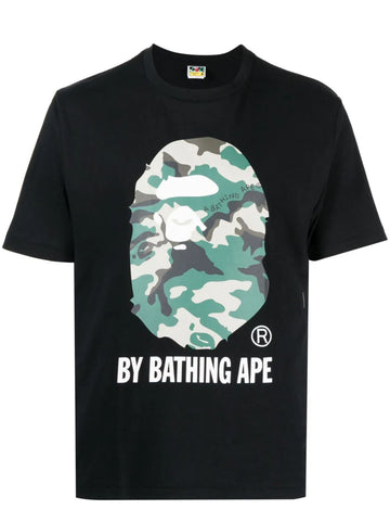 AAPE Camouflage logo-print black cotton T-shirt