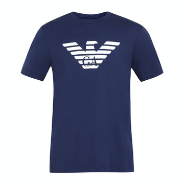 Eagle Men Blue Printed Round T-Shirts