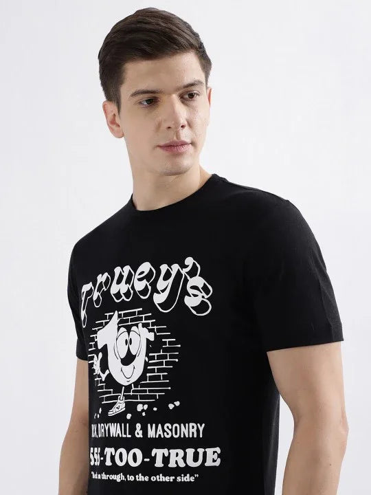 Religion Printed Black Cotton T-shirt