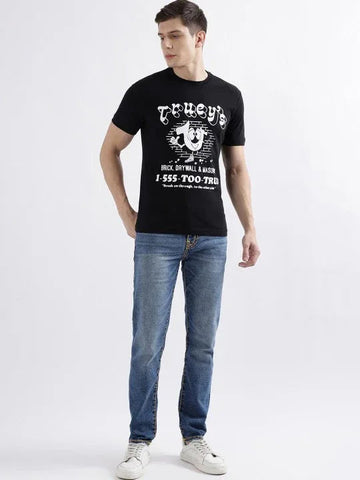 Religion Printed Black Cotton T-shirt