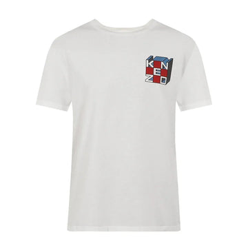 Men White Kube Print Oversized T-shirt
