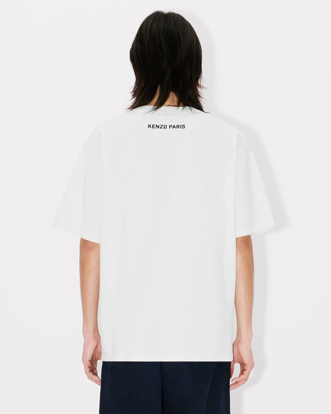 Men Jungle Elephant Print Oversized Crew-Neck T-Shirt White