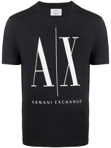 Large logo printed black cotton T-shirt