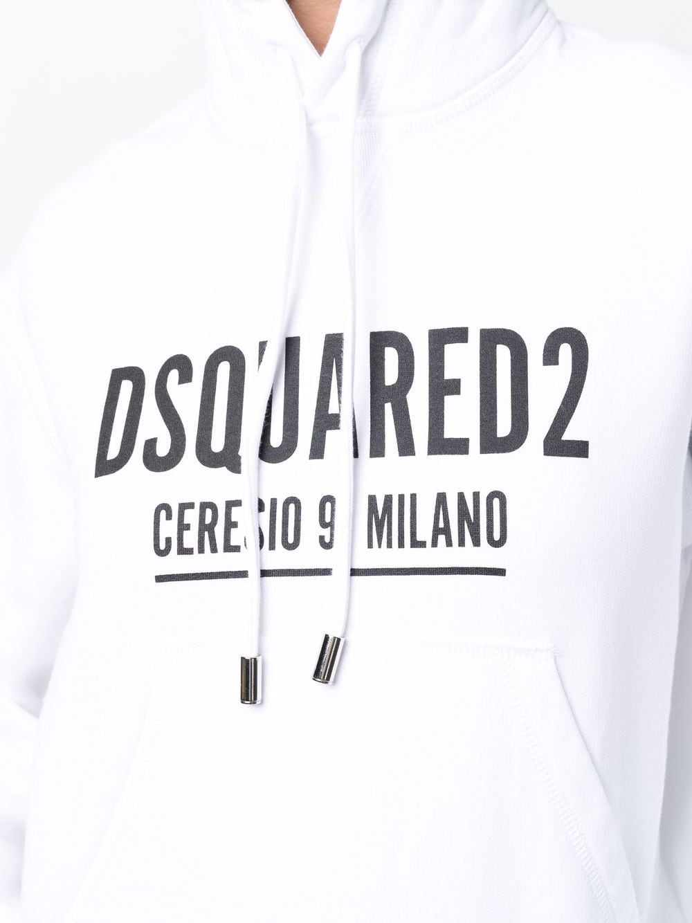 Crersio Milano logo-print white cotton hoodie