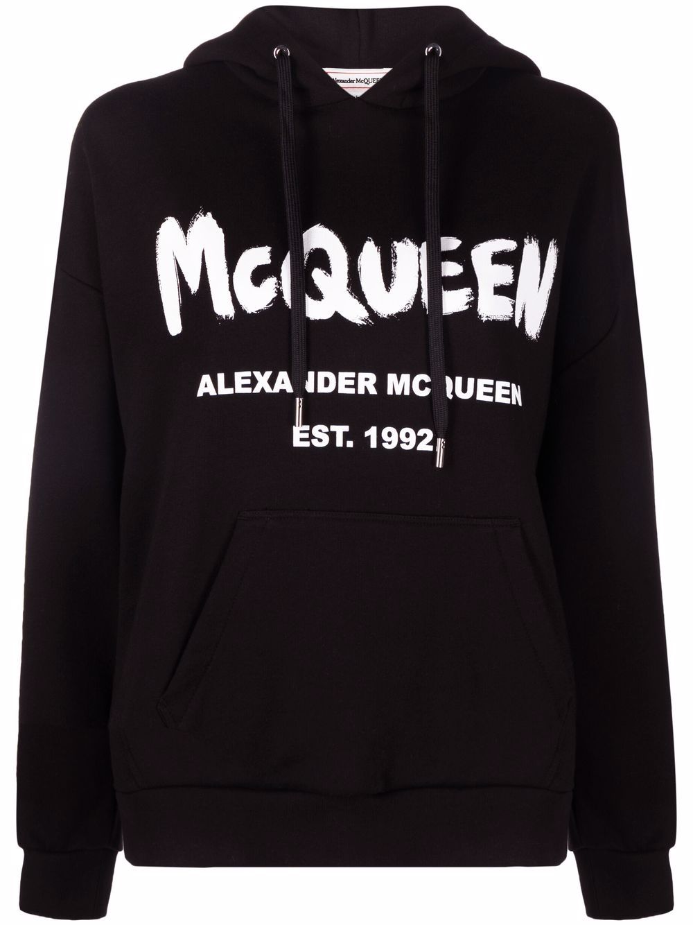 McQueen logo-print black cotton hoodie