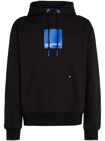 Brand logo-print drawstring black hoodie