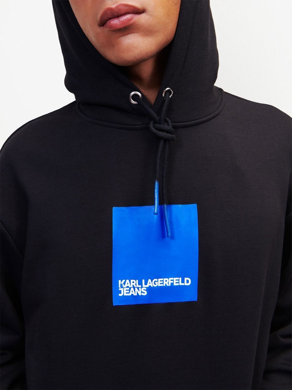 Brand logo-print drawstring black hoodie
