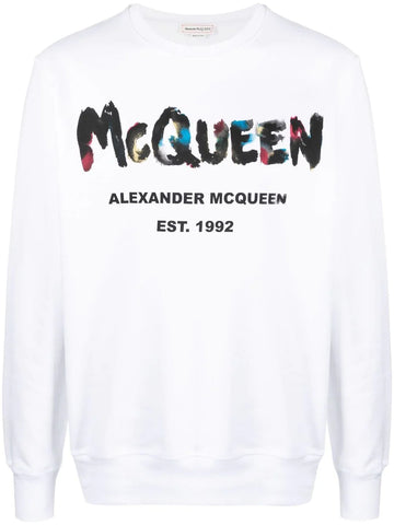 Iconic logo-print White cotton sweatshirt