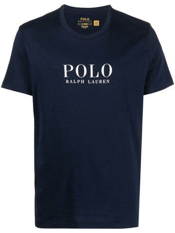 Brand logo-print cotton Navy T-shirt