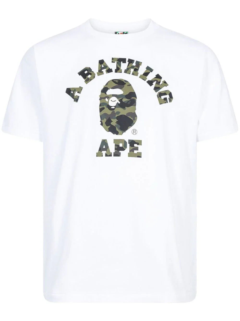AAPE 1st Camo College "White/Green Camo" crew neck T-shirt
