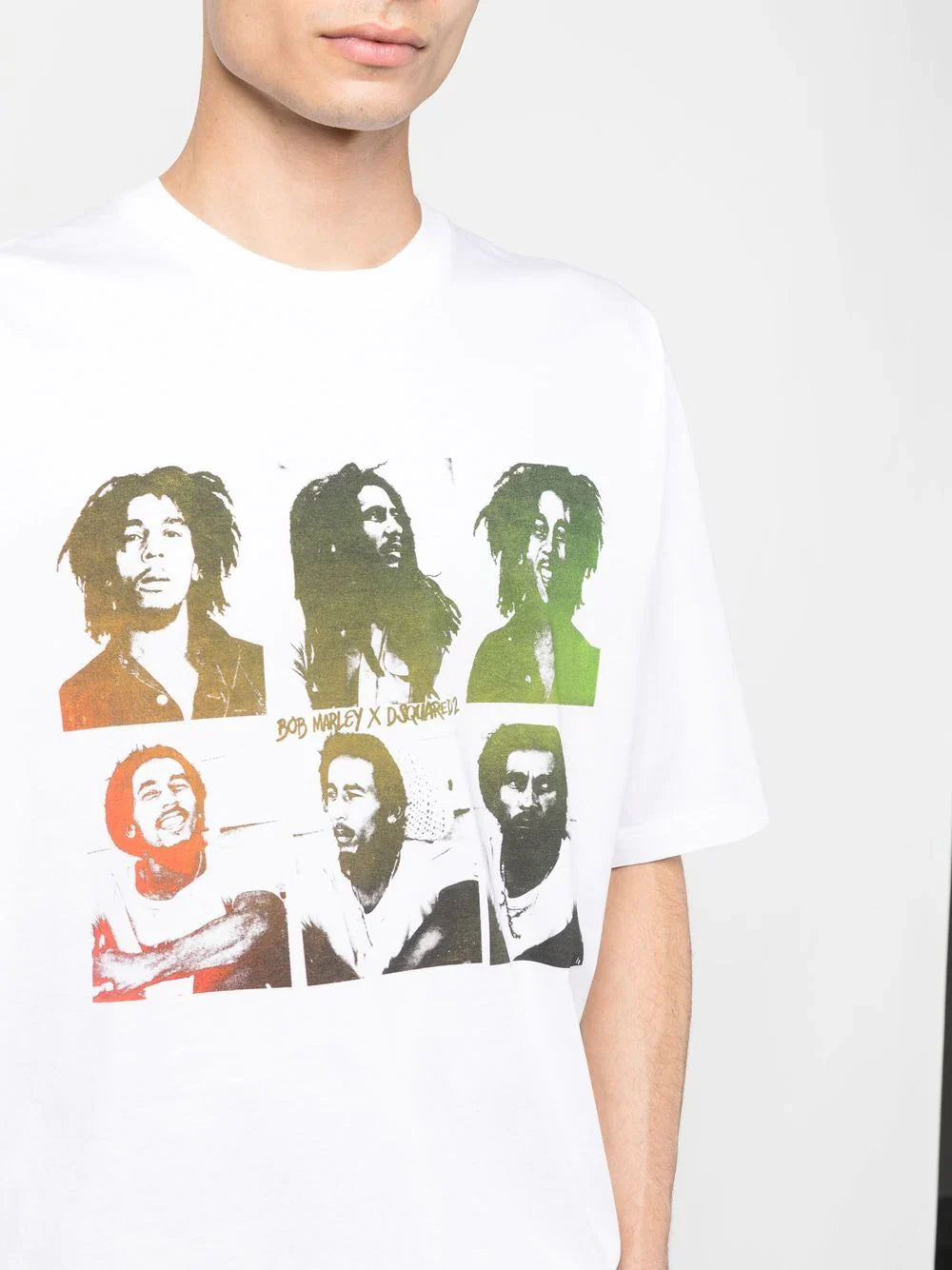 Bob Marley Printed Oversized White T-shirt