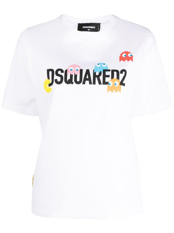 Brand logo-print White cotton T-shirt