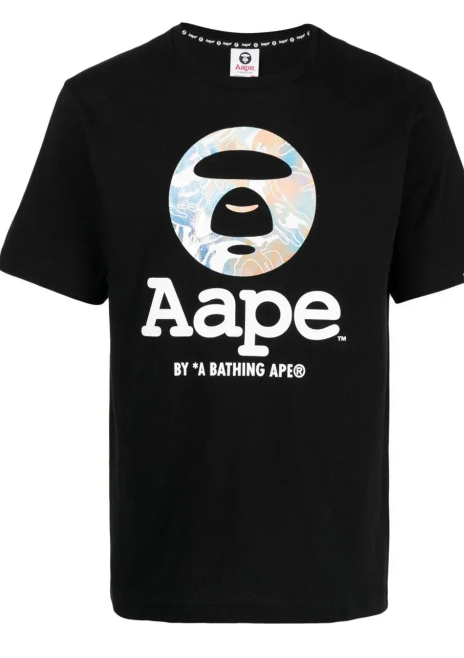 AAPE logo-print white cotton T-shirt