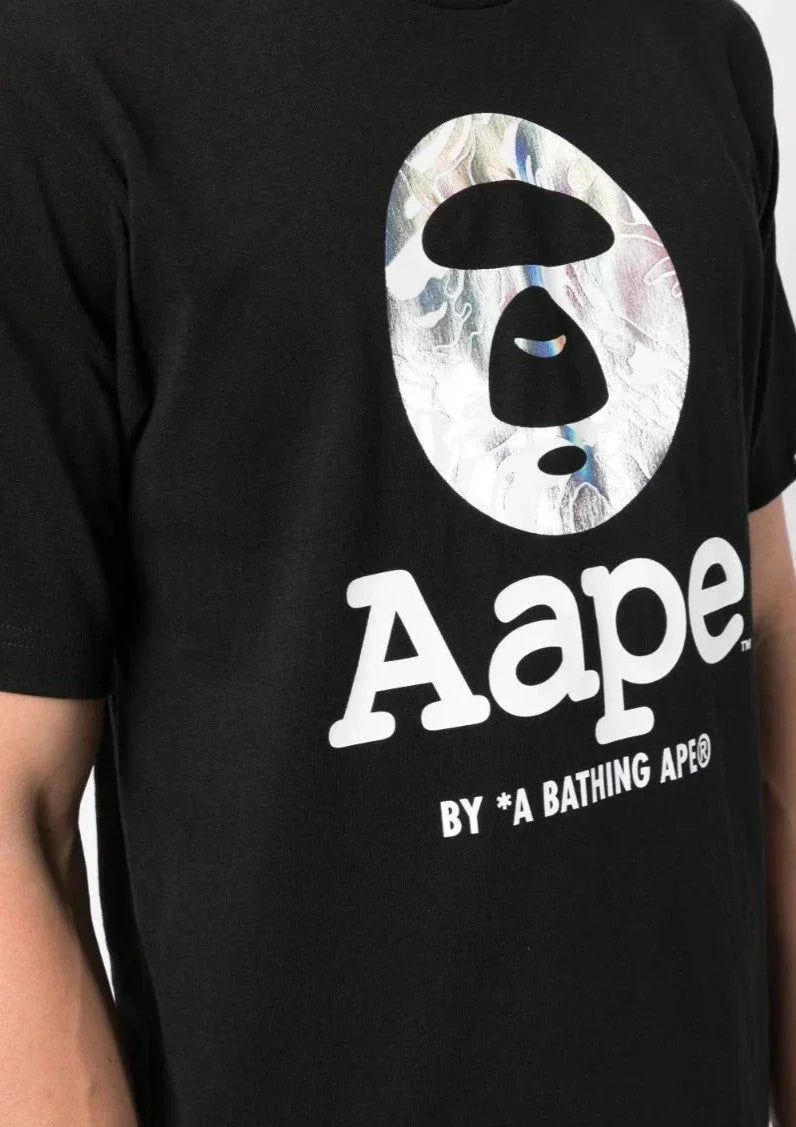 AAPE logo-print white cotton T-shirt