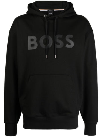BOSS logo-print drawstring cotton hoodie