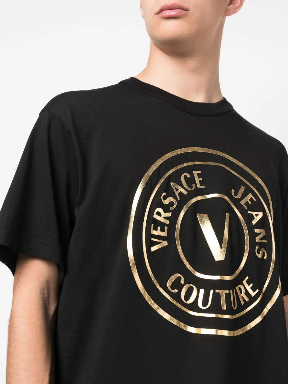 Golden Logo-print black cotton T-shirt