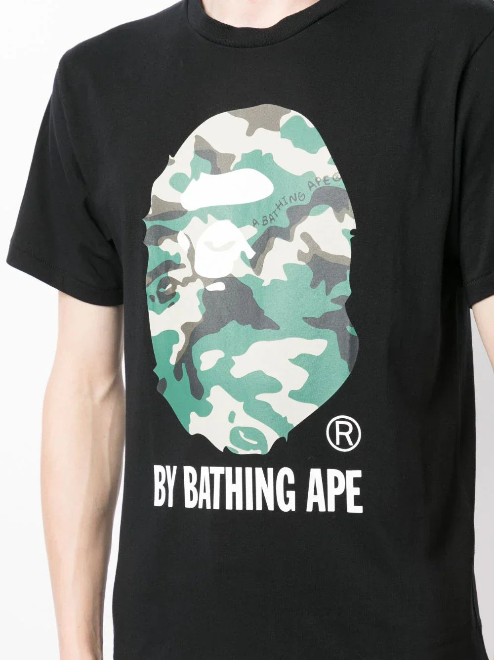 AAPE Camouflage logo-print black cotton T-shirt