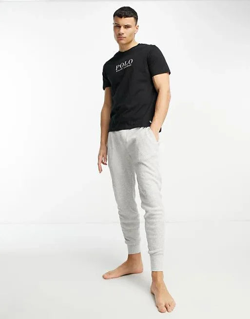 Lauren loungewear t-shirt in black with chest text logo