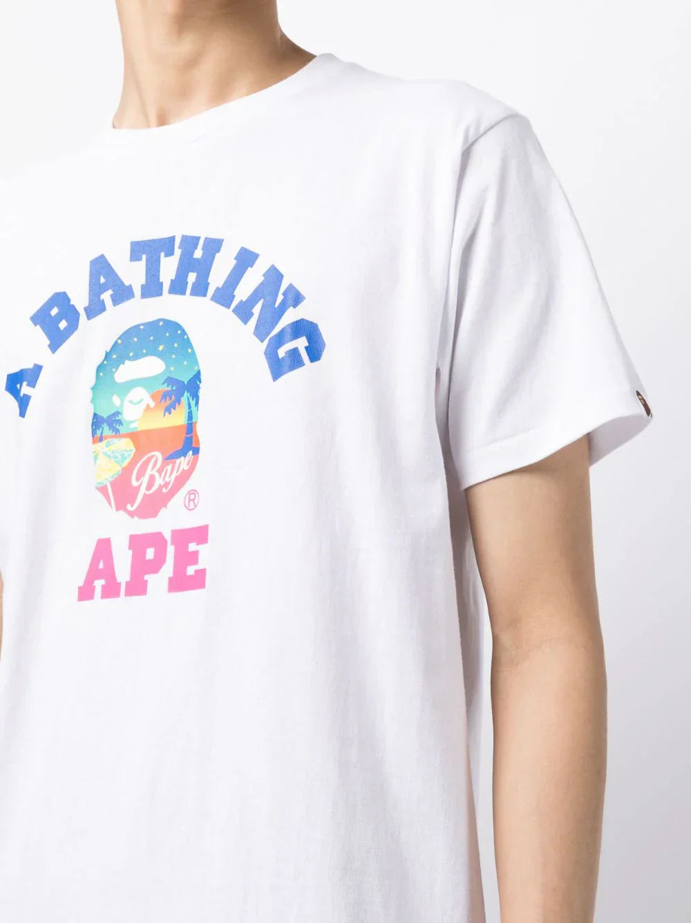 Brand Graphic Logo-Print White Cotton T-shirt