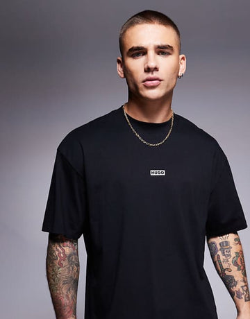 Oversized fit central logo t-shirt in Black