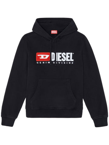 S-Ginn-Hood-Div logo-appliqué black hoodie