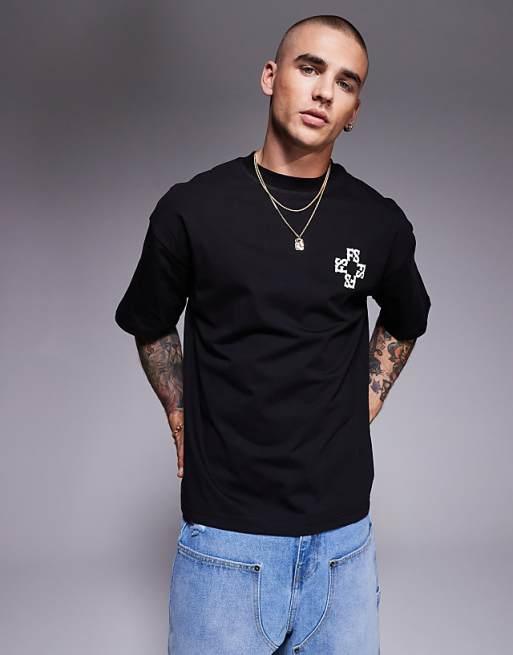Faded Store monogram back print t-shirt in black