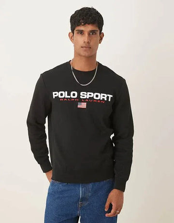 Sports Capsule crew neck logo sweatshirt in black