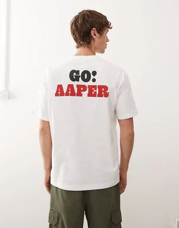 T-shirt in white with go aaper front and back print