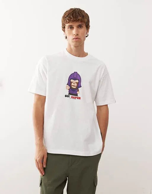 T-shirt in white with go aaper front and back print