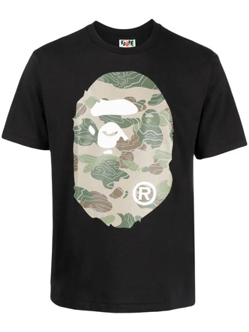 Camouflage graphic-print black cotton T-shirt