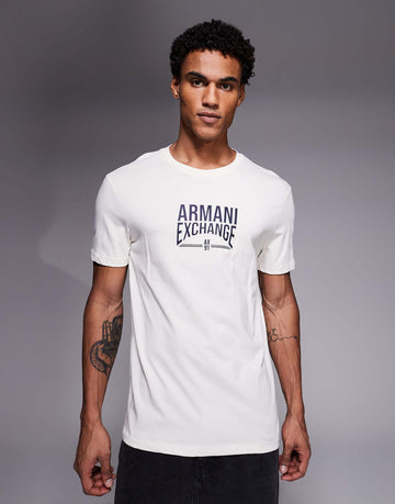 Navy Stamp Crest White Tee