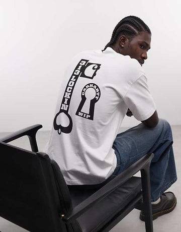 WIP vestige lock back print t-shirt in white