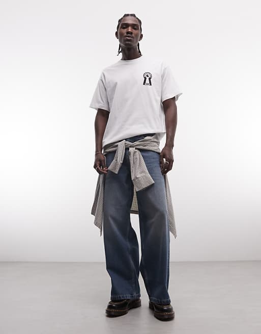 WIP vestige lock back print t-shirt in white