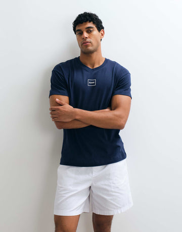 Boxed Micro-Logo Navy Tee