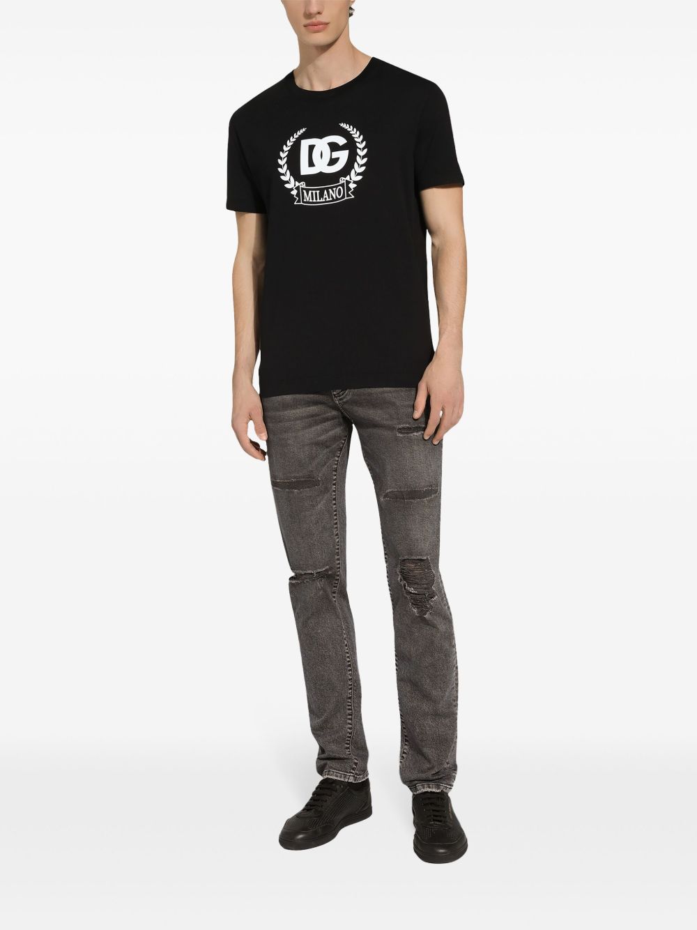 DG-printed Black cotton T-shirt