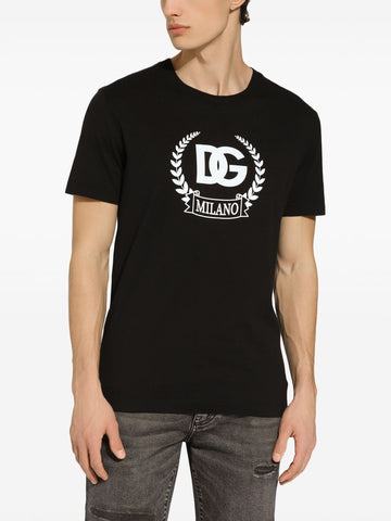 DG-printed Black cotton T-shirt