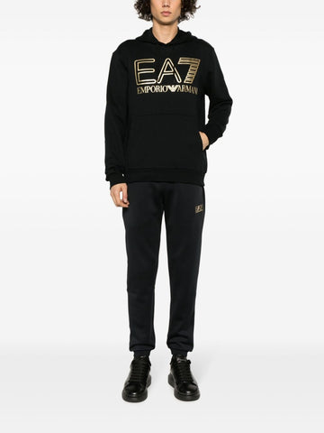 Ea7 Emporio Armani logo foil-print cotton hoodie