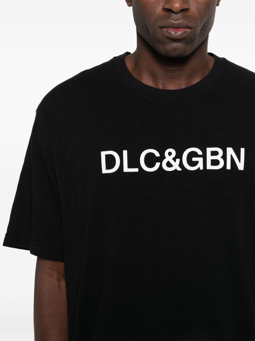 Short logo-print cotton oversized black T-shirt