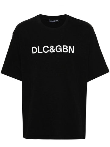 Short logo-print cotton oversized black T-shirt