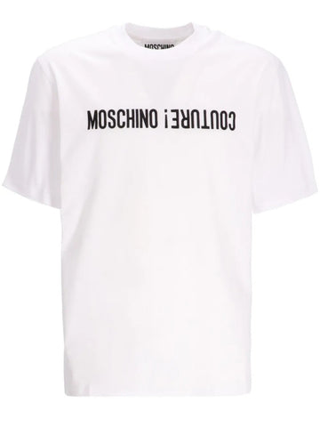 Logo-print white cotton T-shirt