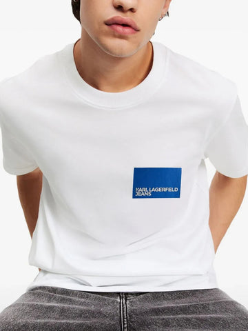 White/blue logo-print T-Shirt