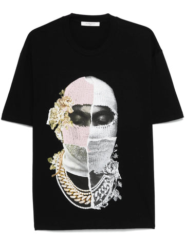 Newspaper Mask Oversized Black T-shirt