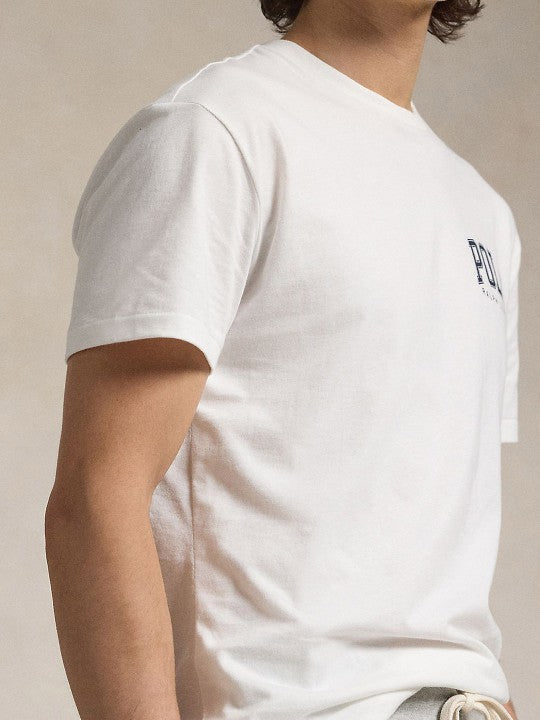 Basic Logo Printed Cotton Custom Regular-Fit White T-Shirt