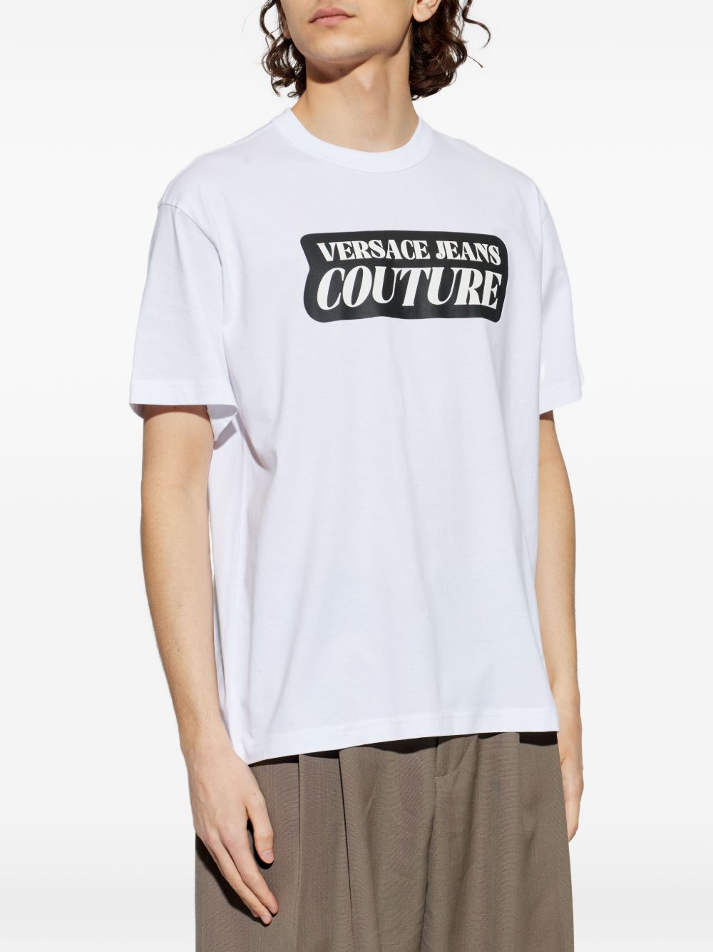 Curved Emblem Box-Print Cotton Tee