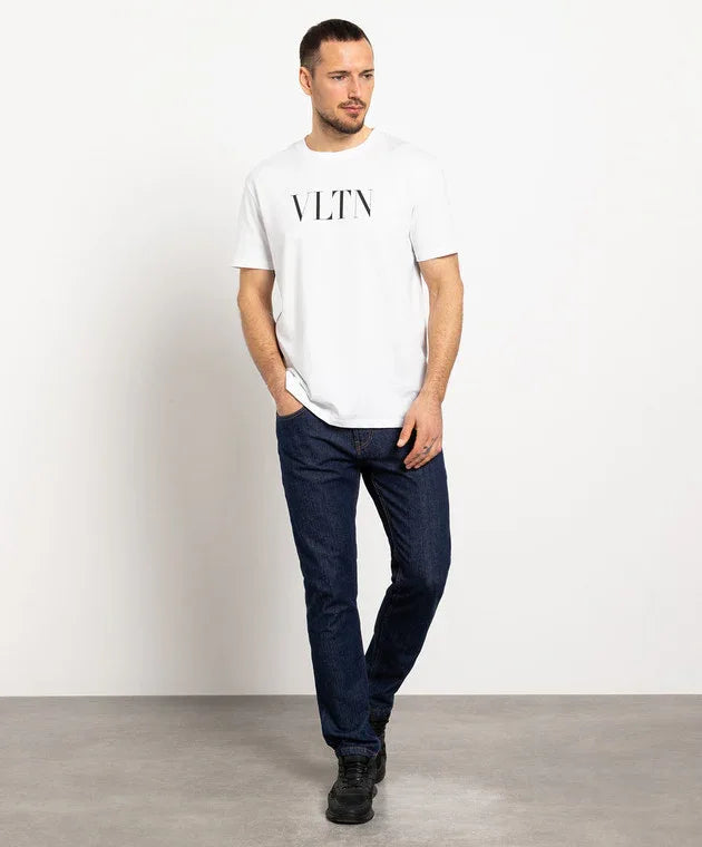 White t-shirt with contrast VLTN logo print