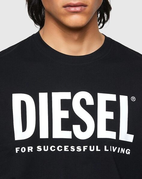 T-Diegos Label Logo Print Regular Fit Black T-shirt
