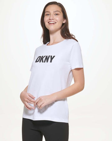 DKNY Women Brand Print Regular Fit Round-Neck T-Shirt