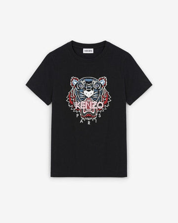 Tiger Print Crew-Neck Black T-shirt