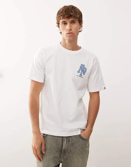 T-shirt in white with chest and back logo print