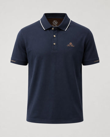 Deep Navy Crested Pique Polo Tee